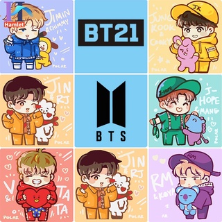 Hamlet【20*20cm】DIY ระบายสีตามตัวเลข-BTS KPOP BT21 Cooky Chimmy Tata RJ Koya Shooky Mang Van จิตรกรรมตกแต่งบ้าน ตกแต่งผนัง