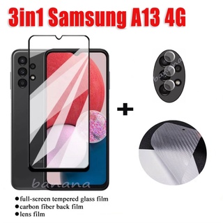 3in1 กระจกนิรภัย กันรอยขีดข่วน กันรอยหน้าจอ คาร์บอน สําหรับ Samsung A13 4G A 13 5G A53 A23 A73 A33 5G