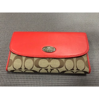 Coach wallet signature F53615 สีส้มรุ่นซองเก็บบัตร ซิบหลัง