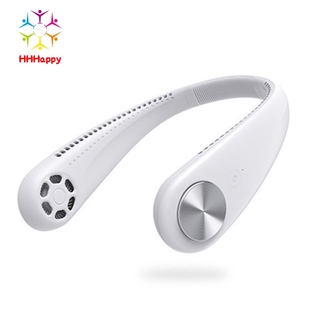 Mini Bladeless Fan Neck Hanging Portable Sports Silent Fan Leafless Rechargeable USB Charging with 3 Speed Level