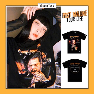 เสื้อทัวร์สกรีนลาย Post Malone Bootleg T-Shirt เสื้อยืดผู้ชาย Oversize เสื้อยืดลาย | Badcompany tourlife