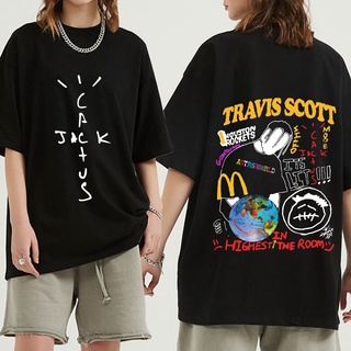 เสื้อยืดแขนสั้น ผ้าฝ้าย พิมพ์ลาย Travis Scott Cactus Jack Astroworld Wish You Were Here Tour สไตล์ฮิปฮอป SDF2FR47846 S-5