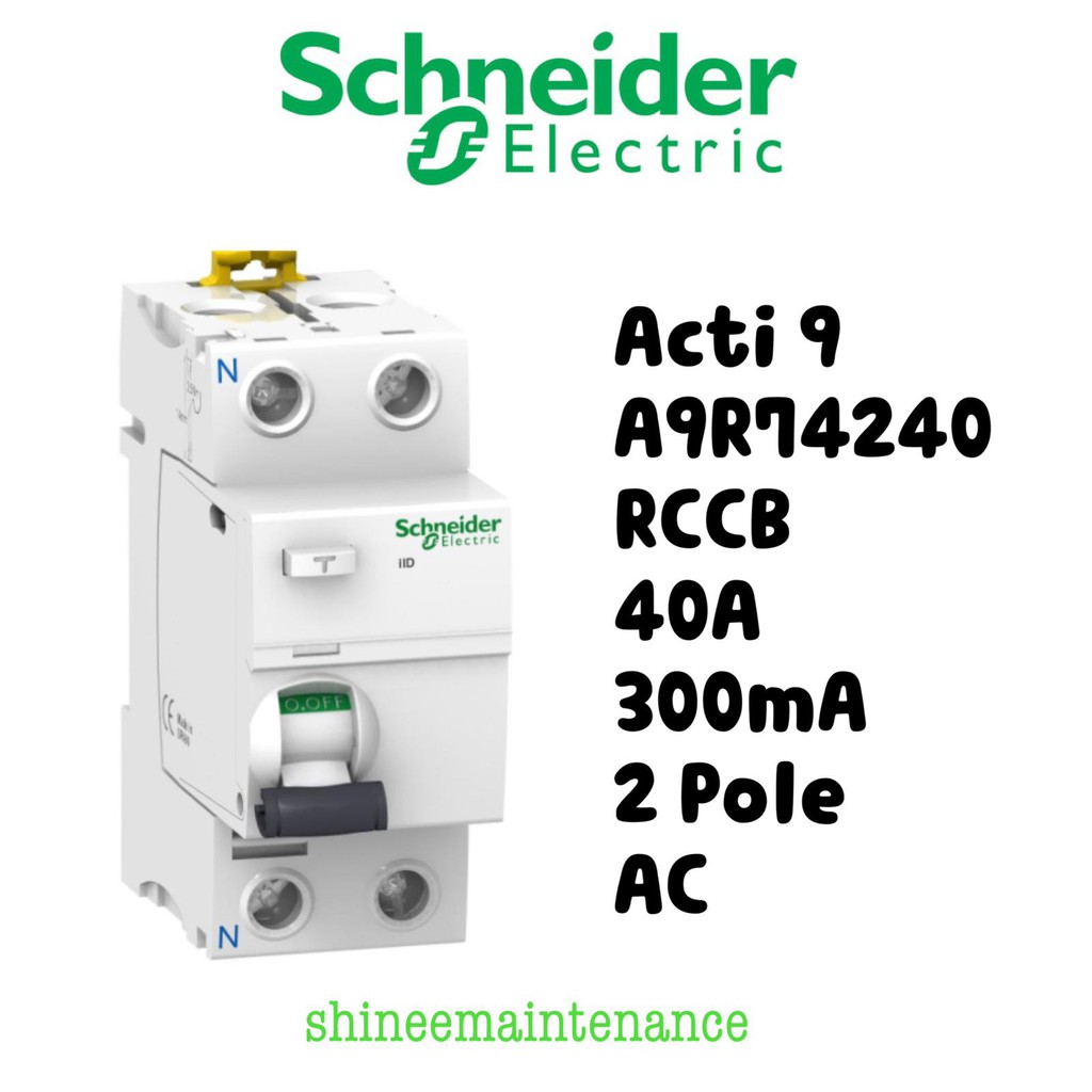 Schneider RCCB Acti9 IID RCCB 2P 40A 300mA-A9R74240