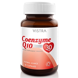 VISTRA Coenzyme Q10 Natural Soft Gel วิสทร้า โคเอ็นไซม์ คิวเท็น ซอฟท์ เจล 30(30 capsules)