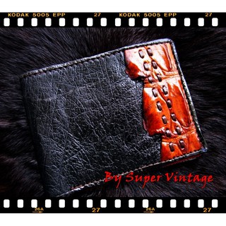 กระเป๋าสตางค์หนังจระเข้ Vintage1944 100% Handmade Genuine crocodile Head skinCrocodile Wallet Alligator Wallets → Genuin