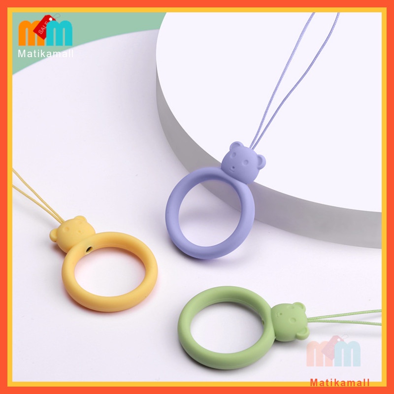 [พร้อมส่ง 1 วัน 🇹🇭] แหวน ซิลิโคน รูป หมี สาย คล้อง ห้อย มือถือ โทรศัพท์ earpods กุญแจ สายห้อยมือถือ Silicone Phone Strap
