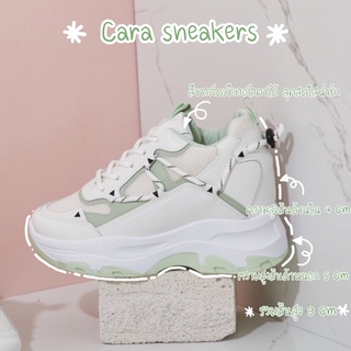 รองเท้าผ้าใบเสริมส้นสูง 9 cm ลด 100 บาท  Cara sneaker green (รองเท้าผ้าใบ รุ่นคาร่า สูง 9cm)