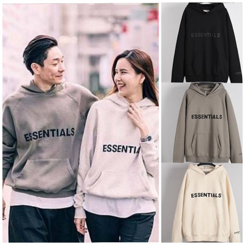 L มัทชะ M ขาว ​พร้อมส่ง ขายดี⭐FOG FEAR OF GOD ESSENTIALS Multi-line Essentials hoodie