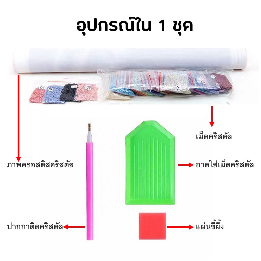 ครอสติสคริสตัล ปักครอสติส ขนาด 30 x 40 cm ภาพติดเพชร diamond painting ศิลปะ - รูปที่ 2