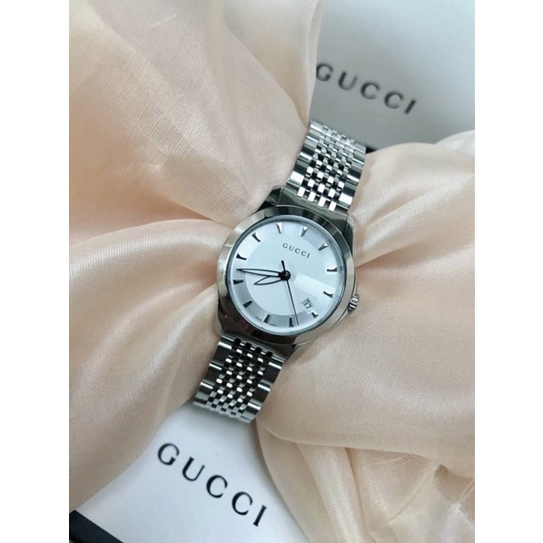 New Gucci G Timeless Watch 27mm. หน้าปัดขาว 🇺🇸  ออกช็อปเมกา  Shop USA