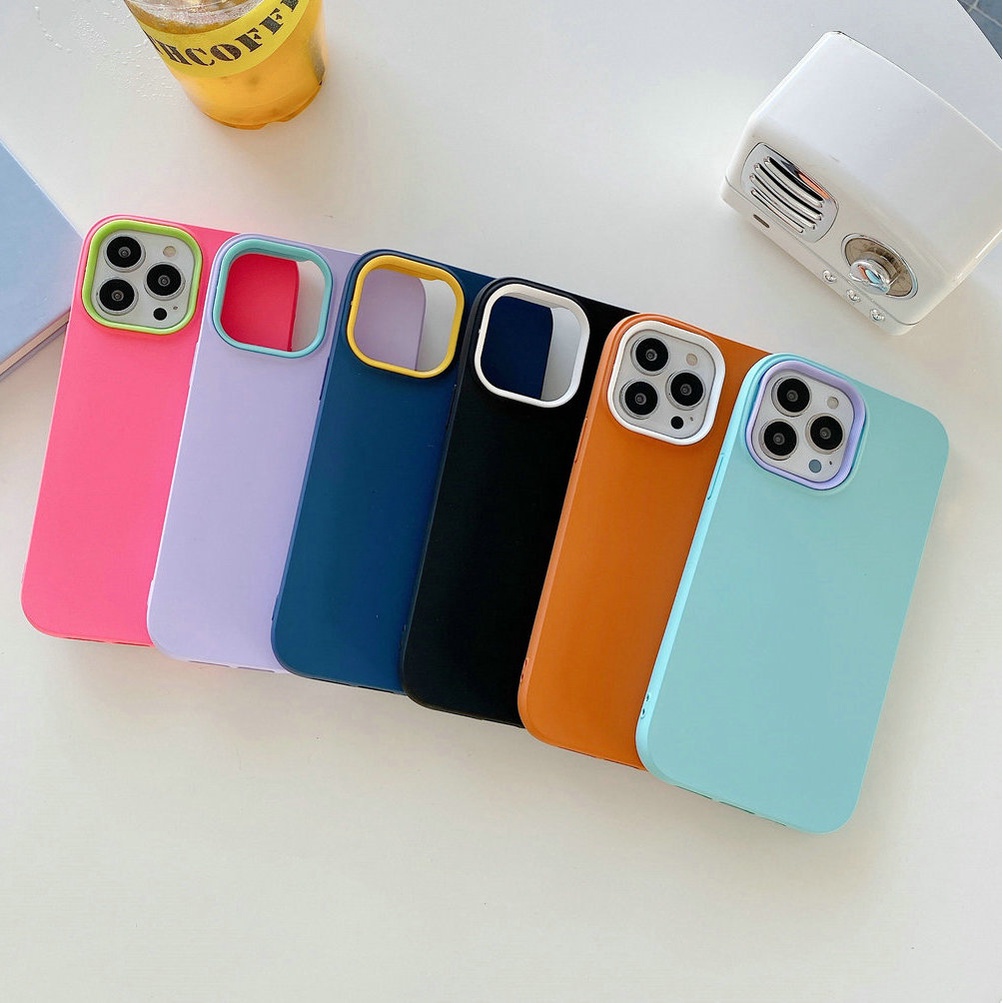 Redmi Note 10 10S 9A 9C Redmi10 Xiaomi 3 in 1 Liquid Silicone Shockproof Soft Back Case Candy Color Contrast Phone Cover YKH3A
