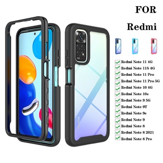 2 in 1 Luxury Hybrid Shockproof Armor Case For Xiaomi Redmi Note 11 10 9 8 Pro Max 11S 10s 9S 10T K40 Pro 10A 10C 9A 9C 9T Front Back Double Protection Casing for Poco M4 M3 X4 Pro F3 X3 Nfc Hard Soft silicone Phone bumper Back Cover