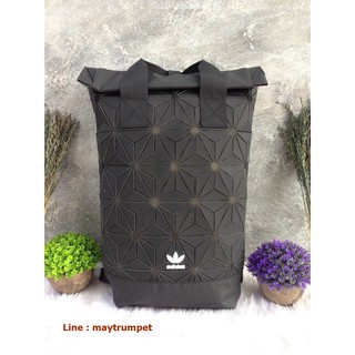 Adidas 3D Roll Top Backpack กระเป๋าเป้ Unisex ดีไซน์สุดฮิตสไตล์ ISSEY MIYAKE (Black)