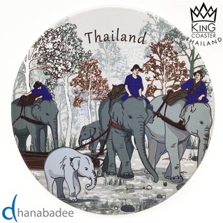 King Coaster จานรองแก้วดูดน้ำ ซับน้ำ THAI ELEPHANT-03 (D10037)   แผ่นรองแก้ว เซรามิก