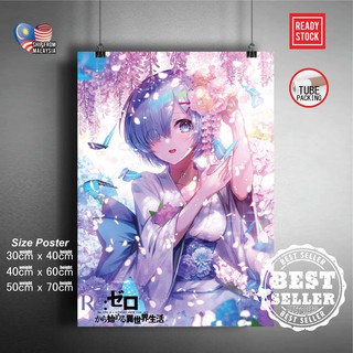 สติกเกอร์โปสเตอร์ RE ZERO REM RAM สําหรับตกแต่งผนัง