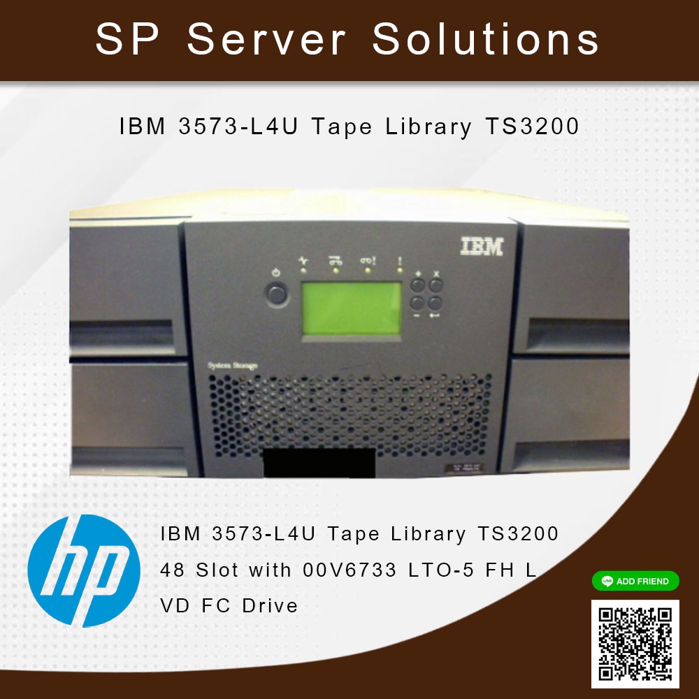 IBM 3573-L4U Tape Library TS3200 48 Slot with 00V6733 LTO-5 FH LVD FC Drive Line ID @372sdhnp