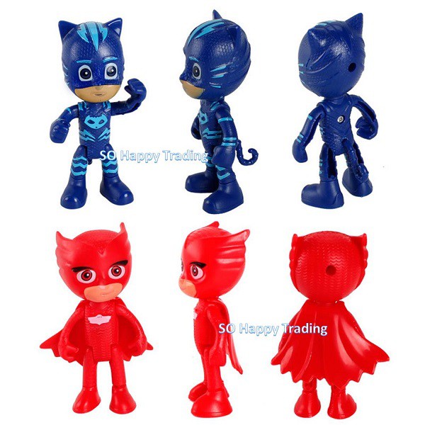 PJ Masks ชุดตุ๊กตา / เค้ก Topper (6 ชิ้น + 3 อาวุธ) - ชุด C