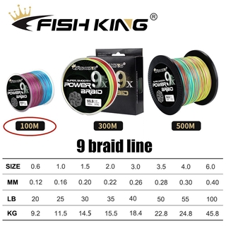 Fishing King 100M 9X Strands Braided Fishing Line Multifilament Pe Line Braided Fishing Line