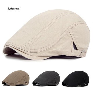 JLNM_Men Casual Classic Solid Color Flat Cabbie Newsboy Ivy Hat Cotton Sun Beret Cap