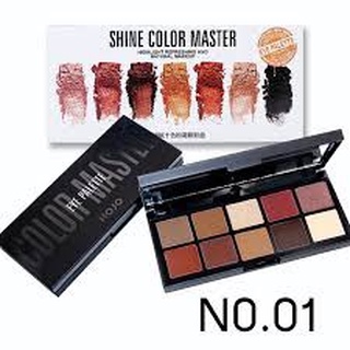 อายแชโดว์ พาเลททาตา1 ตลับมี 10 สี ช่อง HOJO NO.8003 SHINE COLOR MASTER eyeshadow palette 10 color เม็ดแน่น สีสวย ฟรุ้งฟร