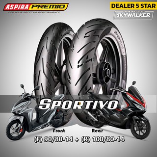 *ถูกที่สุด*ยางใหม่ [ ผ่อนชำระ 0% ] Aspira ยางนอกมอเตอร์ไซค์ Sportivo 90/80-14+100/80-14 Click150i/PCX150