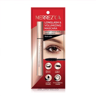 ใหม่‼ Merrezca Longlash &amp; Volumizing Mascara 6.5g. No.Black มาสคาร่า เพิ่มขนตาหนา โค้งงอน