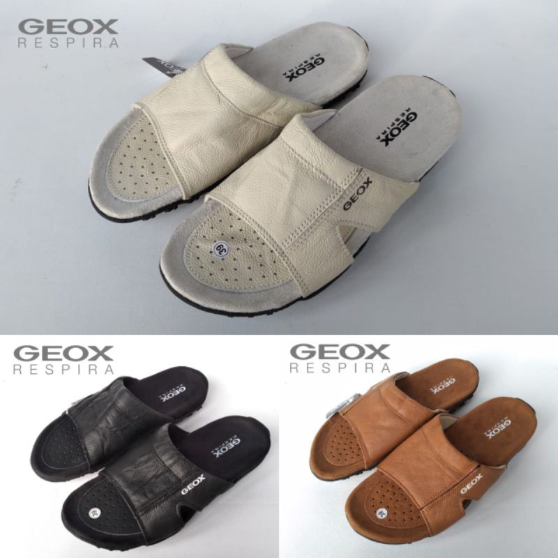 GEOX RESPIRA BLACK SANDALS รองเท้าแตะหนังแท้แบบสวม