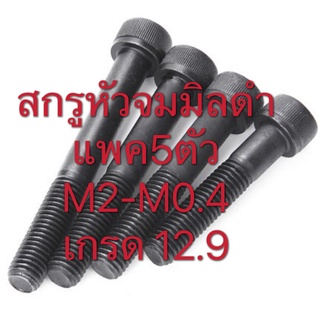 สกรูหัวจมมิลดำ M2.5 x 0.45 (แพค 5 ตัว) น็อตหัวจม สกรูหัวจม หัวจมมิลดำ สกรูหัวจมดำ เกรด 12.9