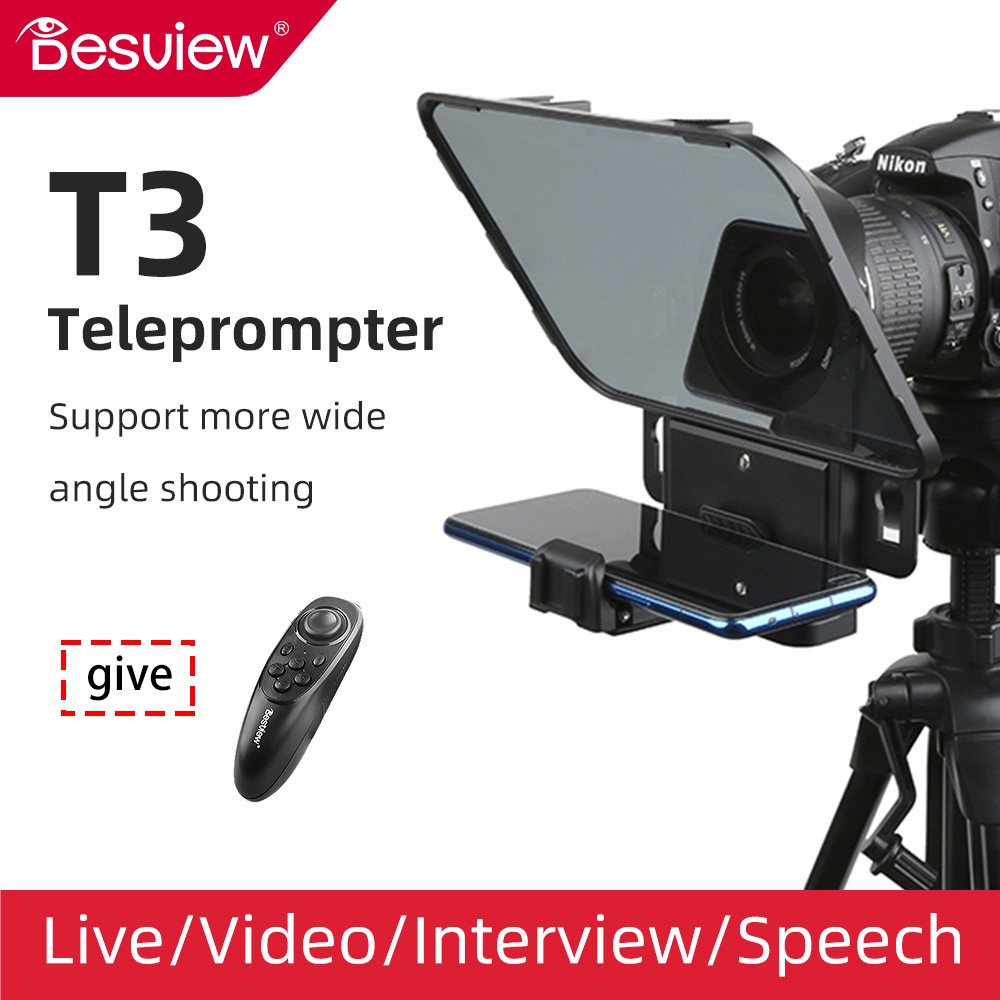 Desview T3 Teleprompter โทรศัพท์มือถือ DSLR บันทึกเสียง แบบพกพา สําหรับแท็บเล็ต 11 นิ้ว iPad โทรศัพท