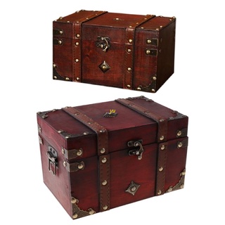 yu Treasure Chest Vintage Wooden Storage Box Antique Style Jewelry Organizer for Jewelry Box Trinket Box home Mask box