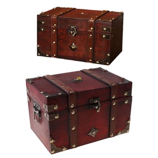 yu Treasure Chest Vintage Wooden Storage Box Antique Style Jewelry Organizer for Jewelry Box Trinket Box home Mask box