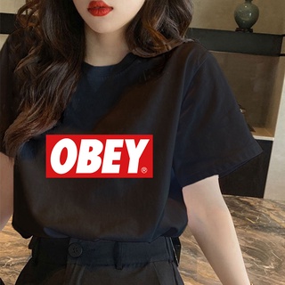 เสื้อยืดผู้ชาย90 - CX คอกลมภาษาอังกฤษ OBEY ลวดลายพิมพ์เสื้อยืดแขนสั้นแขนสั้น tshirt ขนาดใหญ่สําหรับ