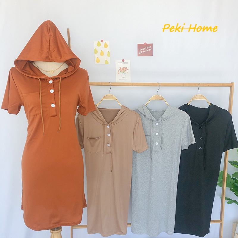 เดรสกระโปรงสั้น เดรสมีหมวก เดรสแฟชั่นสีทึบเสื้อผ้าสวยๆในราคาน่ารักราคาถูกใส่เที่ยวใส่แล้วดูหรูดูแพงสาวๆห้ามพลาดเดรสสวยๆ