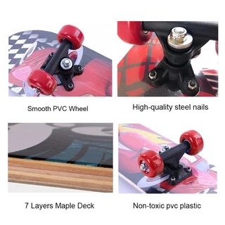 สเก็ตบอร์ดเด็ก สเก็ตบอร์ดสำหรับเด็กSkateboard สเก็ตบอร์ดมือใหม่ ดับเบิ้ลร็อกเกอร์ เมเปิ้ลบอร์ด สเก็ตบอร์ด 4ล้อ 60CM