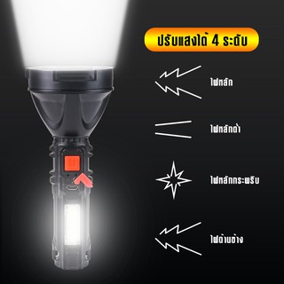 ไฟฉายแรงสูง ไฟฉาย USB ไฟฉายพกพา  ไฟฉายคุณภาพสูง ปรับโหมดการใช้งานได้ 4 โหมด ไฟฉายไฟแฟลช์