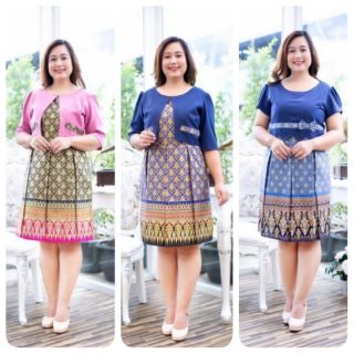 ผ้าไทยสาวอวบ ชุดเดรสทำงานสาวอวบ