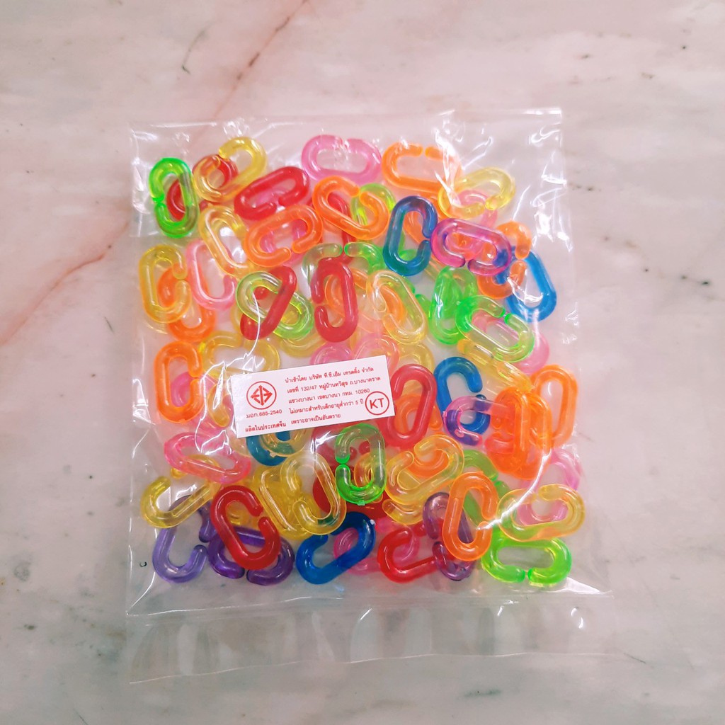ตัวต่อโซ่สายคล้องแมสของเล่นย้อนยุคเกมหมากเก็บงานประดิษฐ์คละสีห่อละ 10 บาท - รูปที่ 3