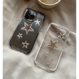 เคสพรีเมียมขอบ bumper กันกระแทก ดาวอะครีลิคเงิน สำหรับ iphone