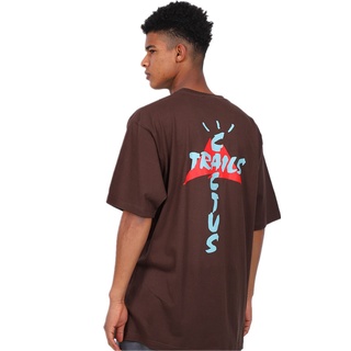 T-shirt  เสื้อยืด ทรงหลวม พิมพ์ลายกระบองเพชร Travis Scott สีน้ําตาลS-5XL