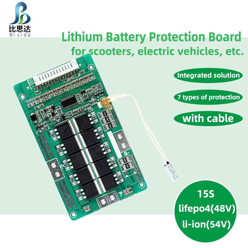 Bisida BMS 15S 56V Lithium ion 48V Lifepo4 Battery Protection Board Common Port With balance for 186