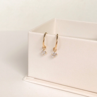 SissyJewelry // ต่างหูเงินแท้ ต่างหูห่วง ประดับพลอย 4mm (gold-plated)