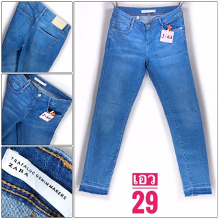 J#63&gt;&gt;👖กางเกงยีนส์ผู้หญิง TRAFALUC by  Zara  ขาเดฟผ้ายืดปลายขารุ่ย แบรนด์เนมแท้ มือสองญี่ปุ่น เอว 29 นิ้ว