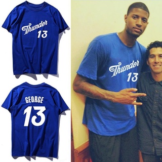 Thunder No. เสื้อยืดแขนสั้น ทรงหลวม ขนาดใหญ่ พิมพ์ลาย 13 Paul George แฟชั่นฤดูร้อน สําหรับผู้ชายS-5XL