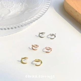 earika.earrings - loopy twist collection รวมต่างหูเกลียวไร้แป้น ก้านเงินแท้ชุบทองคำขาว/ทอง ผิวแพ้ง่ายใส่ได้