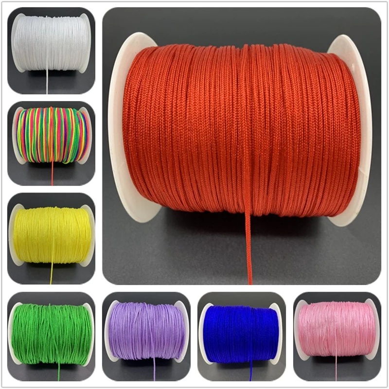 0.8 มม.50 M/ม้วนสายไนลอนด้าย Knot Macrame สร้อยข้อมือถัก DIY พู่ประดับด้วยลูกปัดสําหรับ Shamballa เชือก