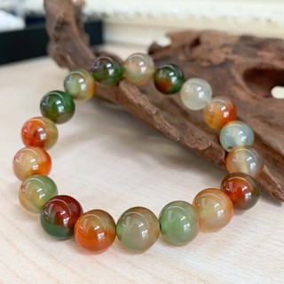 กำไลข้อมือหิน อาเกตหางนกยูง Green And Orange Agate *หินธรรมชาติแท้ 100%*