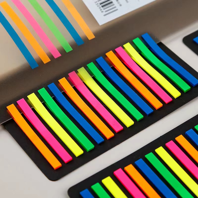 300 ชิ้นสีโปร่งใสเรืองแสงดัชนีแท็บธง Sticky Note เครื่องเขียน