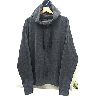 Ascanvas เสื้อฮู้ดแขนยาว มีซิป ผ้าร่องยืด สีเทา