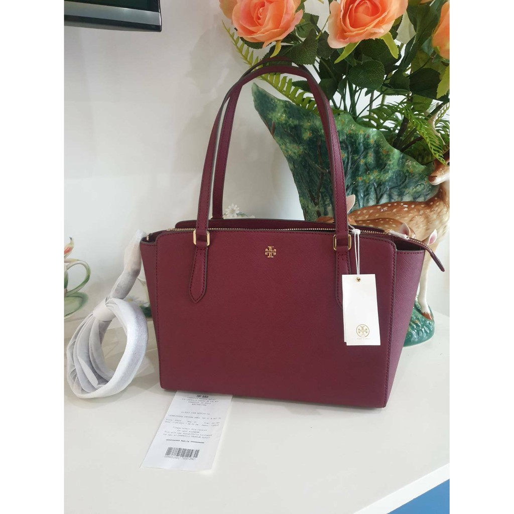 New Tory Burch Women's Emerson (64188) Saffiano Leather Small Top Zip Tote Handbag