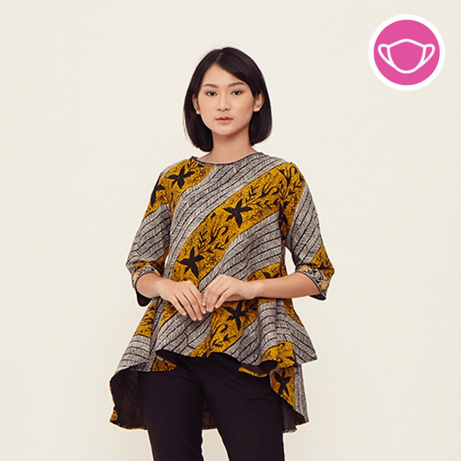 NONA RARA - Orchida Garut T0637 เสื้อเชิ้ตผ้าบาติกลําลองสมัยใหม่